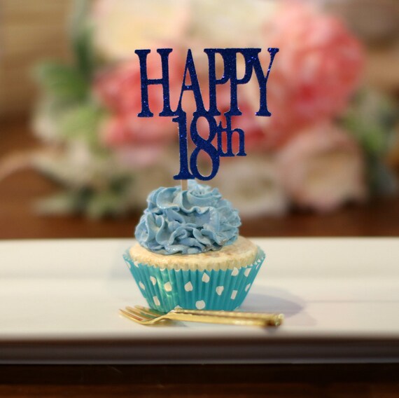 Happy 18th Birthday Cupcake Toppers Any Age Color Etsy