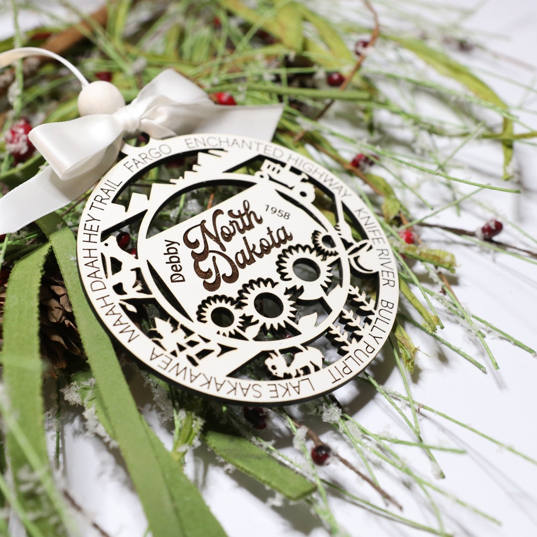 North Dakota Christmas Ornament 