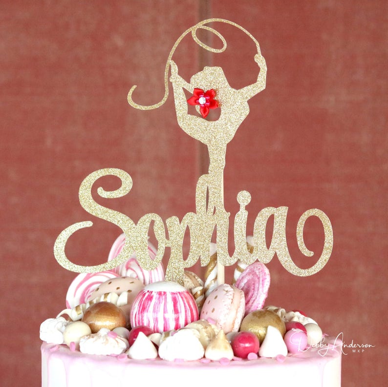 Cake Toppers Gold Glitter Gymnastics Cake Topper Girl Birthday
