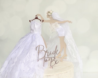Bridal Shower Cake Topper, Unique Bride To Be Gift Or Decorations, Happily Ever After Hen Party Wedding Dress
