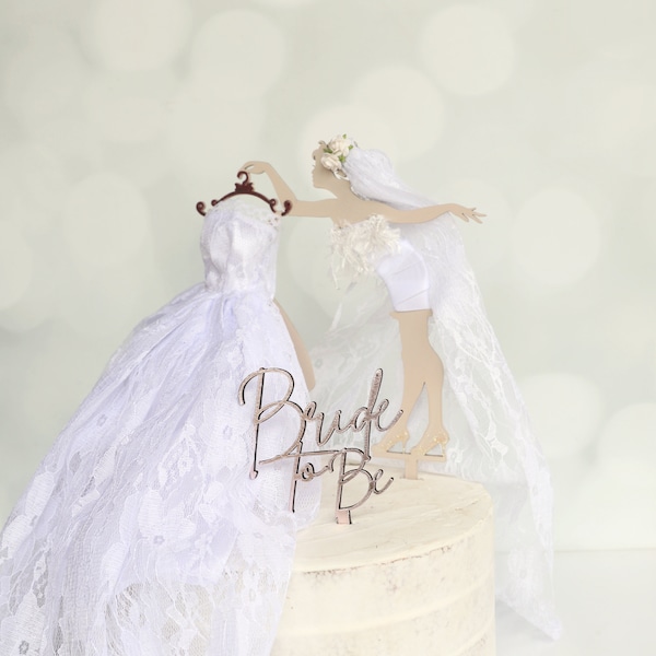 Bridal Shower Cake Topper, Unique Bride To Be Gift Or Decorations, Happily Ever After Hen Party Wedding Dress