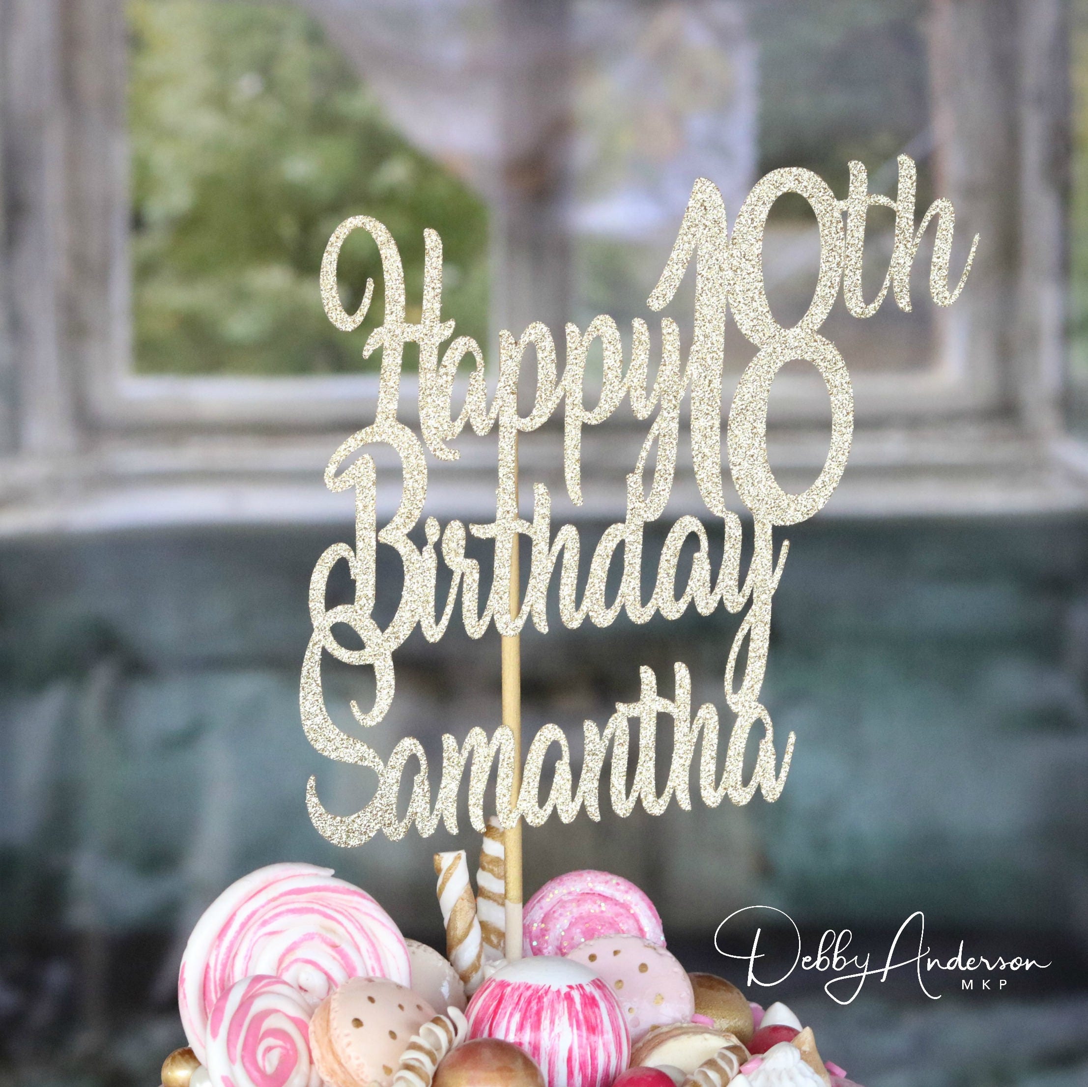 Happy Birthday Cake Topper ANY AGE NAME 18th Birthday