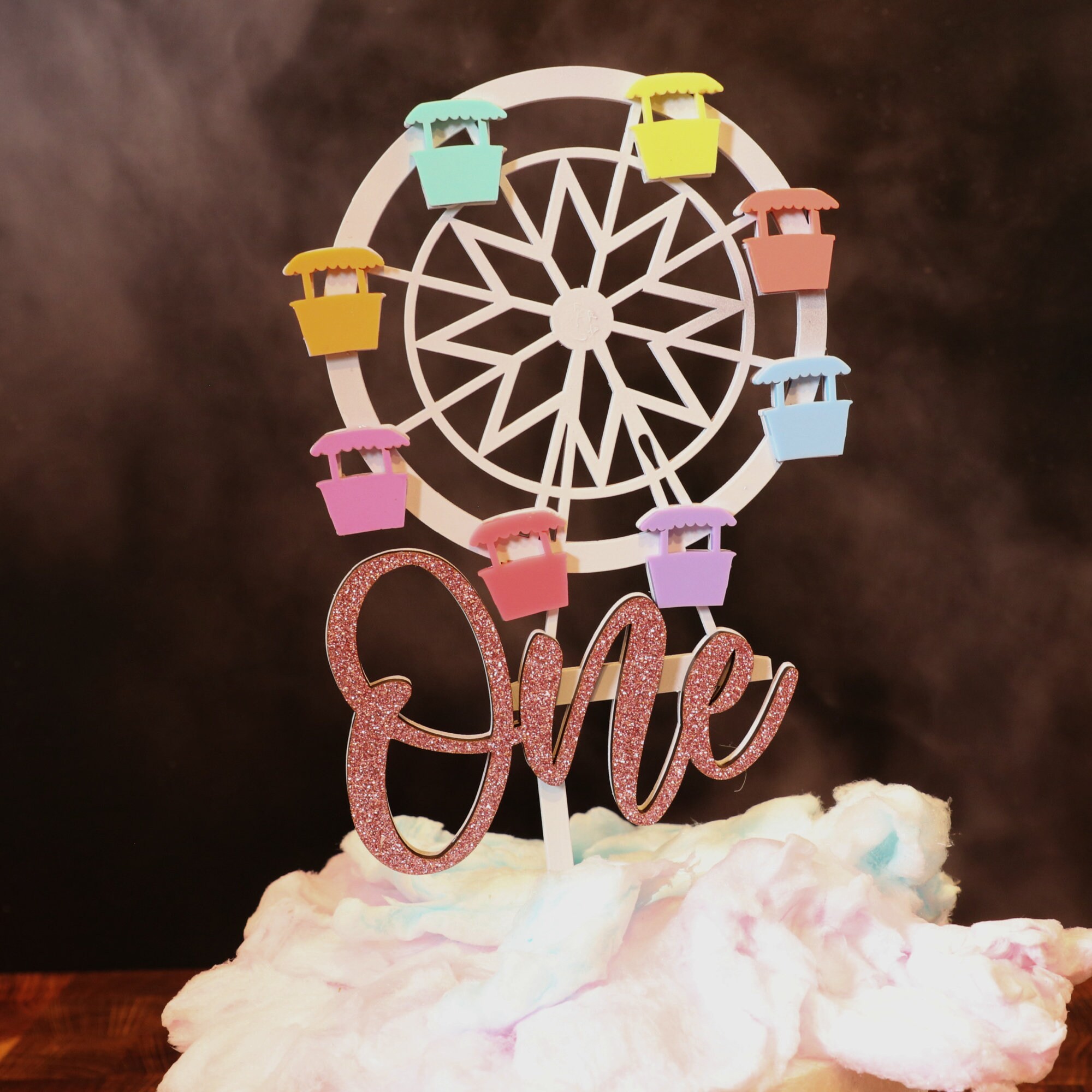 Handcrafted Wooden Ferris Wheel Cake Topper for First Birthday Party ...