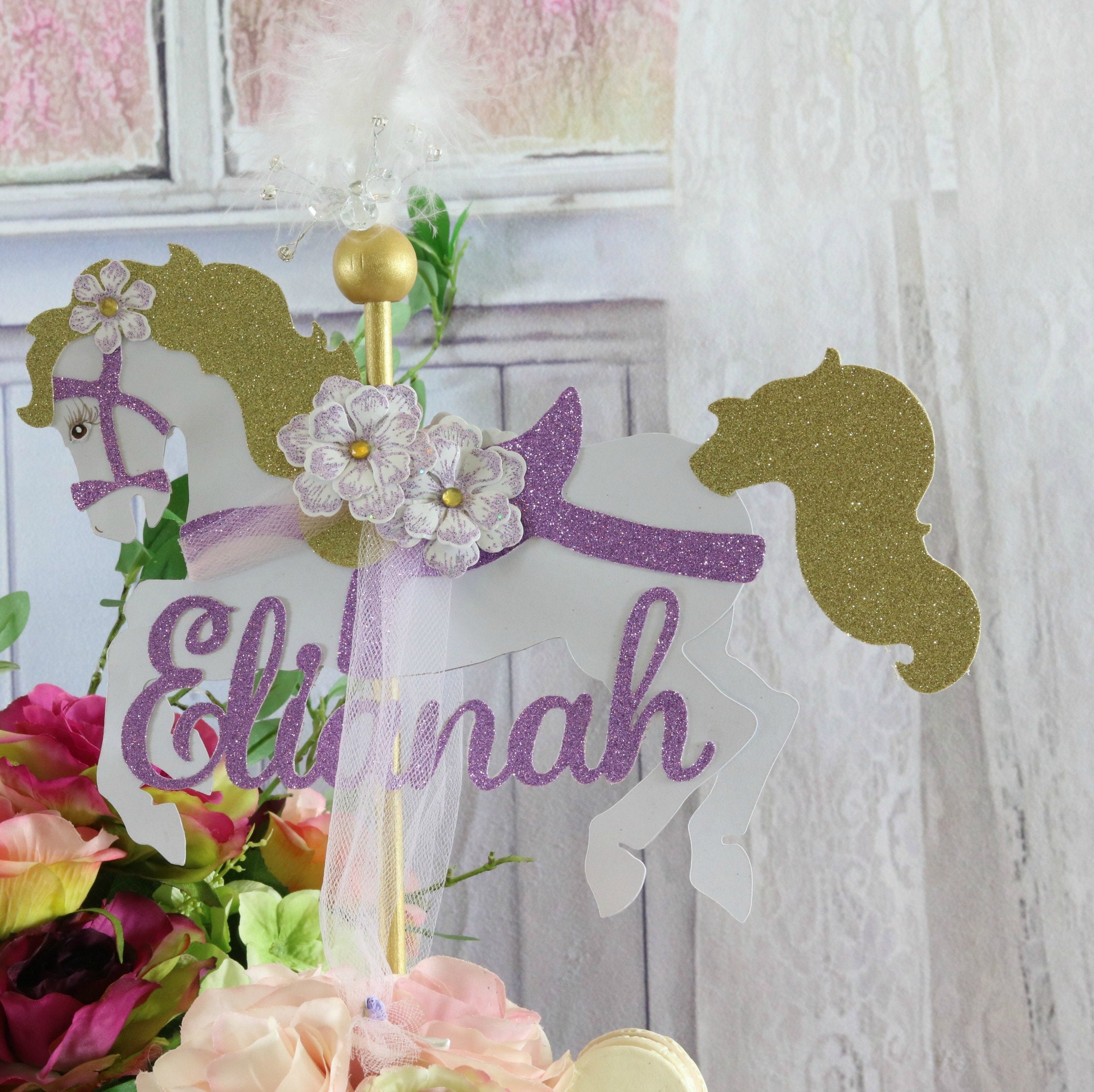 Carousel Horse Cake Topper - Carousel Horse Party Decorations - Carousel Horse Party Decor - Carousel Horse Birthday Party Cake Topper
