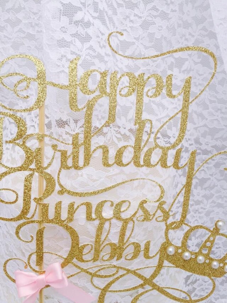 Happy Birthday Cake Topper Personalized Princess Party Etsy