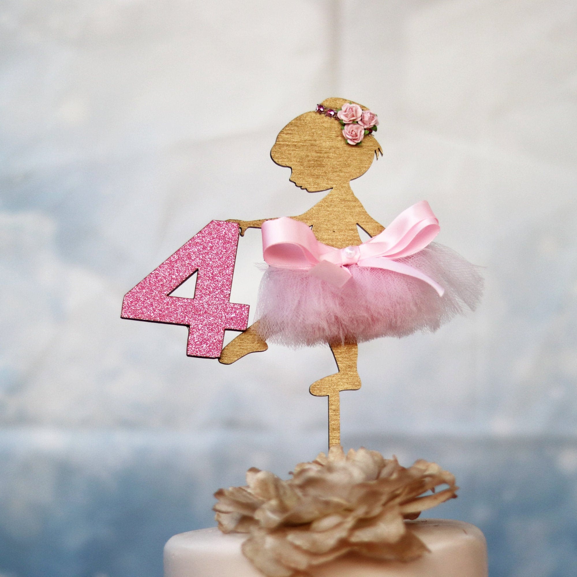 3 Sets Ballerina Cupcake Toppers Birthday Cake Decor Tulle Girl Cake Topper