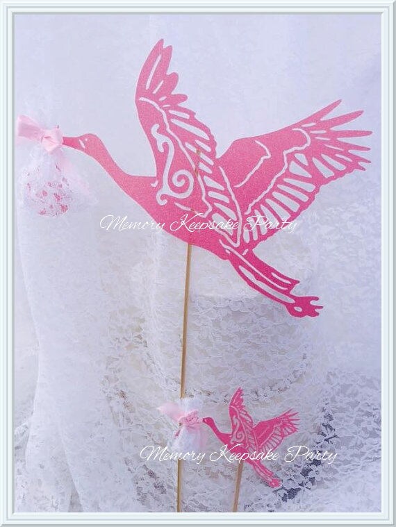 Stork Cake Topper Stork Baby Shower Stork Party Etsy