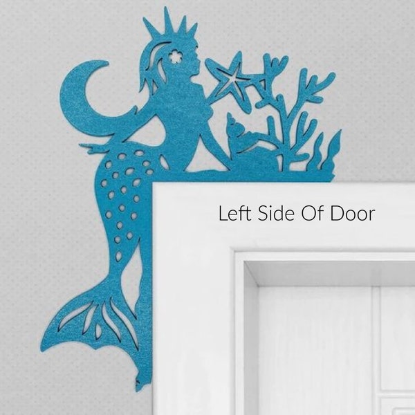 Mermaid Door or Window Trim, Queen Mermaid Wood Frame Sitter, Mermaid Wall Decor, Under The Sea Party Decorations, Birthday Girl Gift