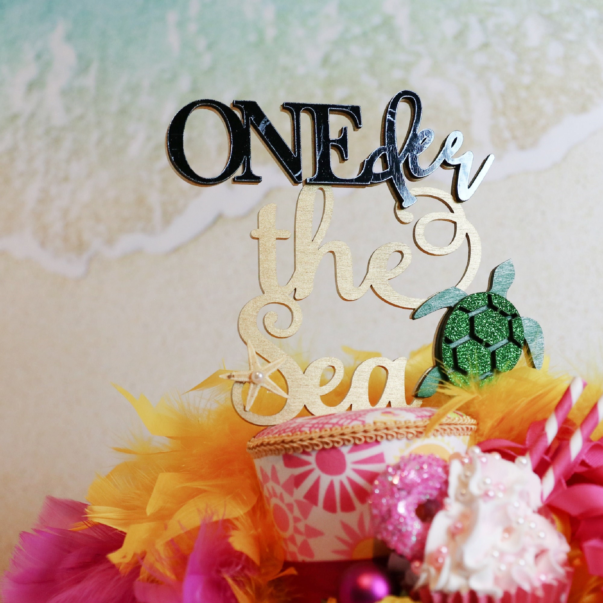 Turtle Cake Topper Oneder The Sea Under The Sea Party Mermaid Party Decor First Birthday Party 1st Birthday Girl Decorations