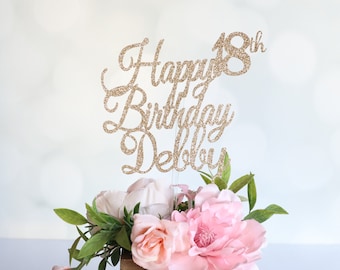 Glitter Birthday Centerpiece Pick: Custom Name Party Decor
