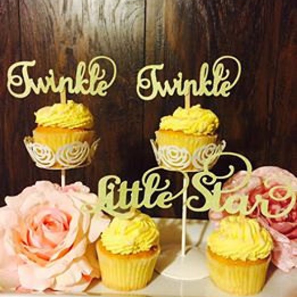 Twinkle Twinkle Little Star Cupcake Toppers - Birthday Cupcake Toppers - Nursery Rhythms - Baby Shower - Birthday Decorations - Baby - Posh