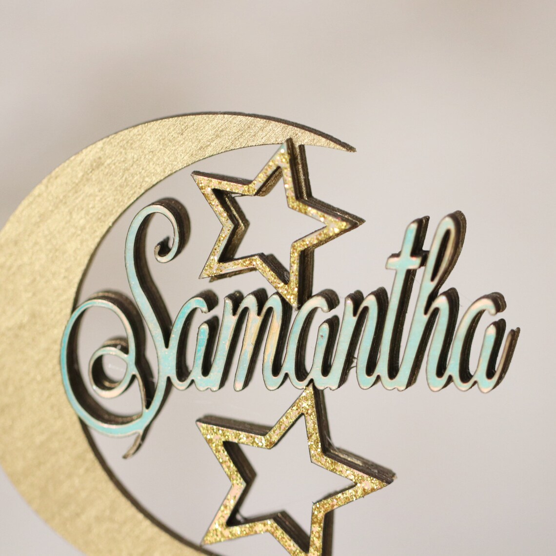 Personalized Moon Cupcake Toppers Set Of 12 Baby Shower Party Etsy