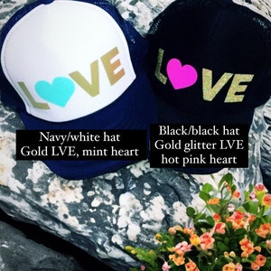 Cute gold love hat, love, love hat, love trucker hat, trucker hat, gold, gold love, love hat, womens hat, cute girls hat image 4