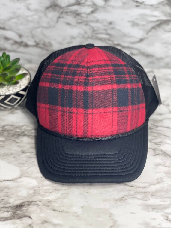 Flannel Hat Plaid Hat Plaid Trucker Hat 