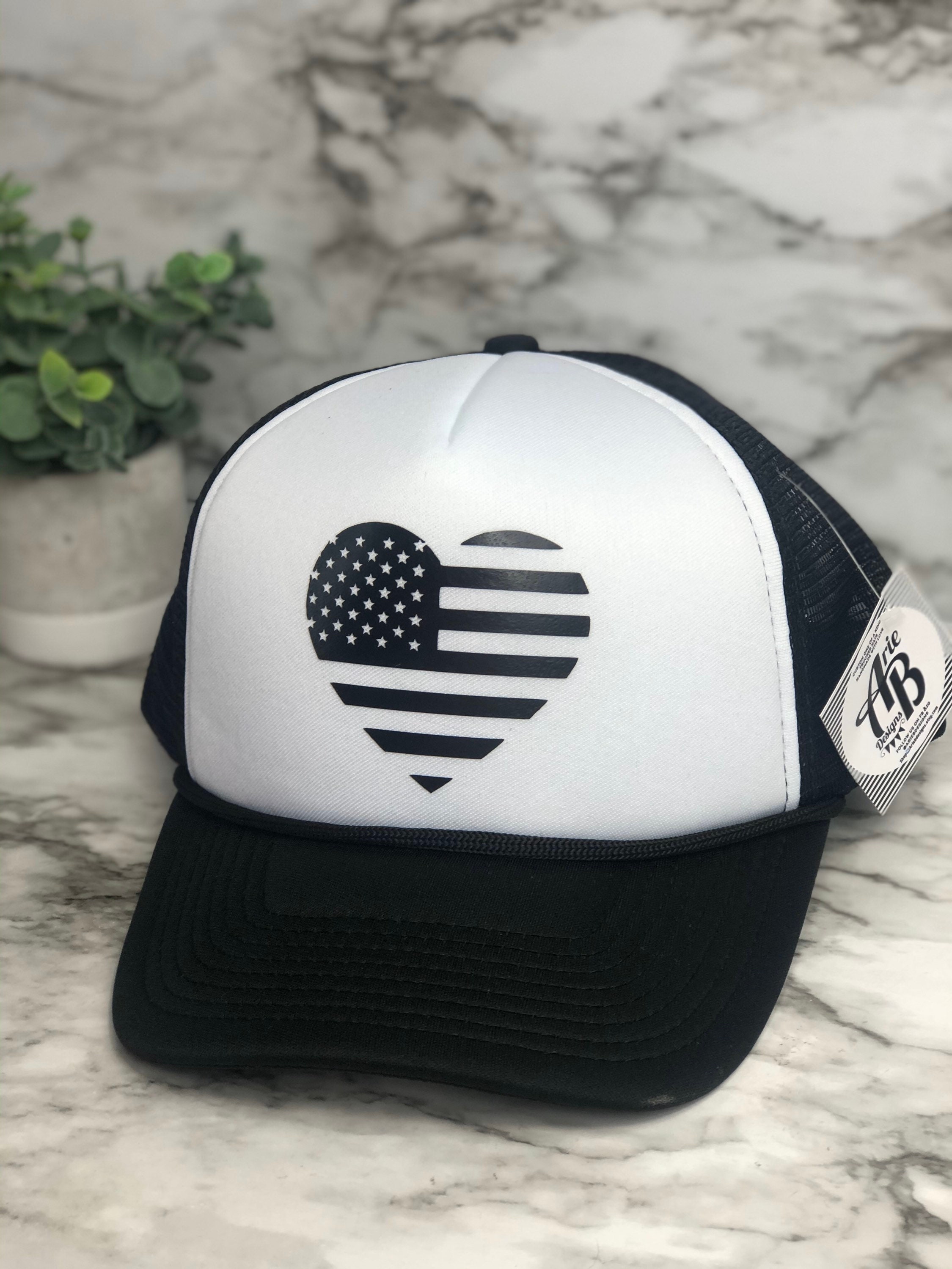 Usa Heart Hat Usa Flag Heart Trucker Hat 4th of July Hat - Etsy