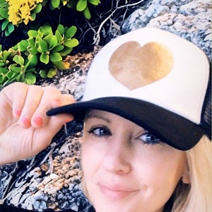 Gold Heart Trucker Hat: Custom Snapback Cap