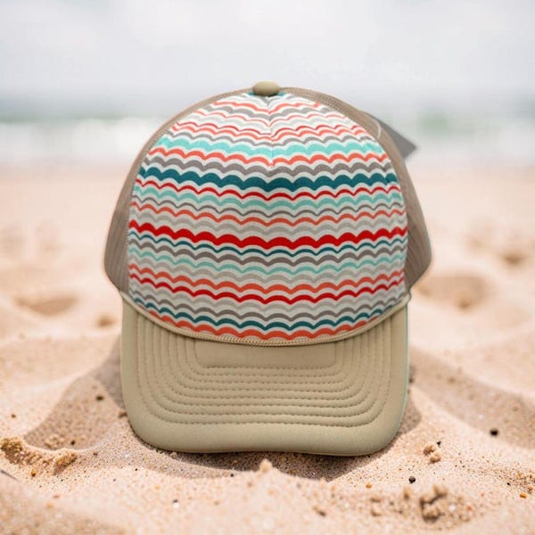 Colorful Wave Trucker Hat: Custom Made-to-Order