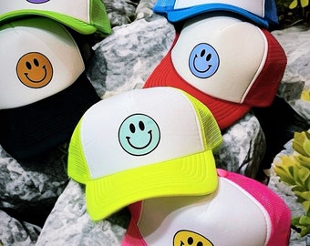 Smiley Face Trucker Hat: Custom Made-to-Order Snapback