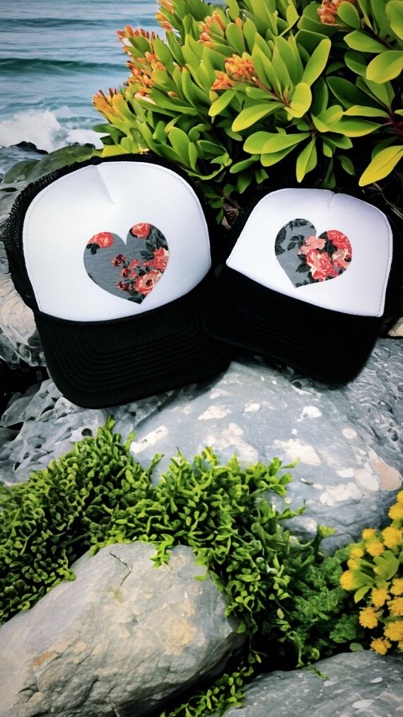 Floral Heart Trucker Hat: Custom Snapback Gift - Etsy Canada display picture 1