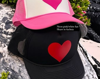 Heart hat, heart trucker hat, cute trucker hat, trucker hat, womens hat, womens trucker hat, kids trucker hat, gift for her