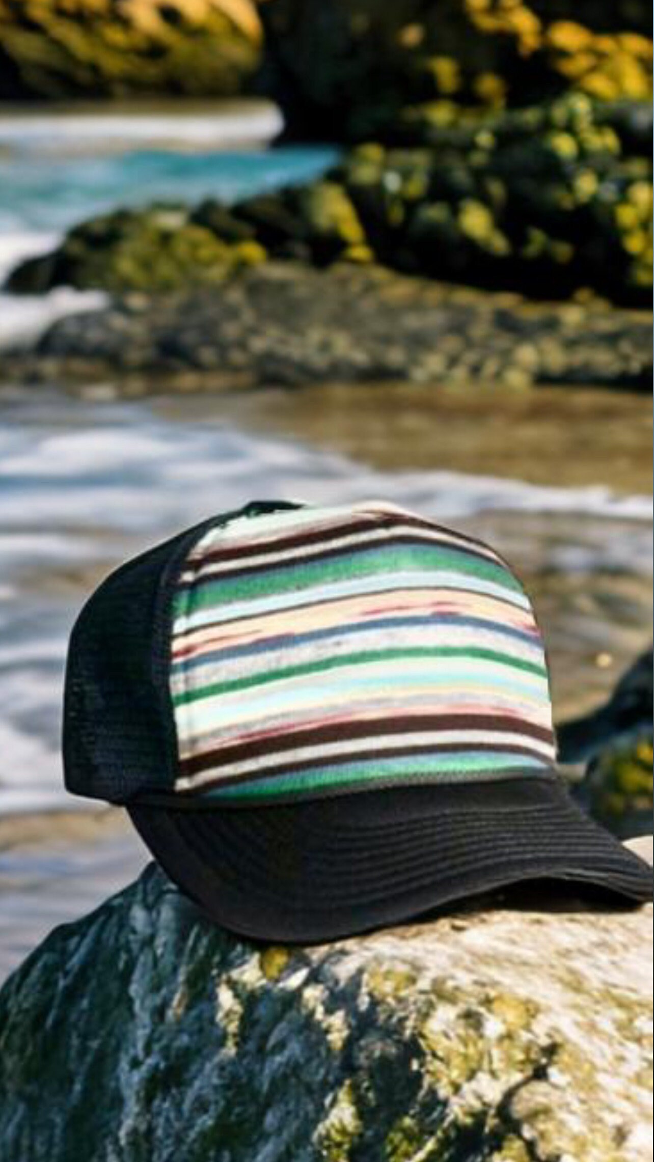New Colorful Skinney Striped Trucker Hat, Gender Neutral. Verify