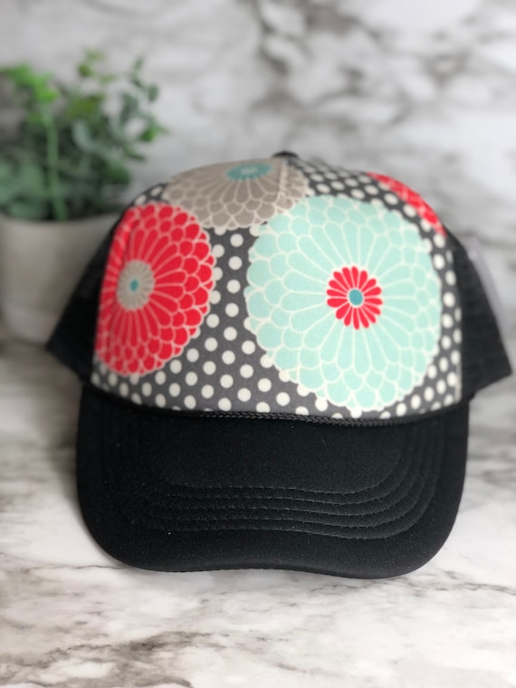 Floral Polka Dot Trucker Hat: Custom Made-to-order - Etsy display picture 3