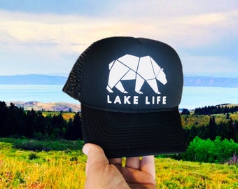 Lake life, lake life hat, lake life trucker hat, lake life fashion, lake hat, lake hair dont care, lake vibes, lake vibes fashion,