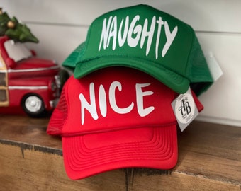 Naughty hat, nice hat, naughty and nice hat, Christmas hat, naughty, nice, christmas fashion, christmas party hat, party hat