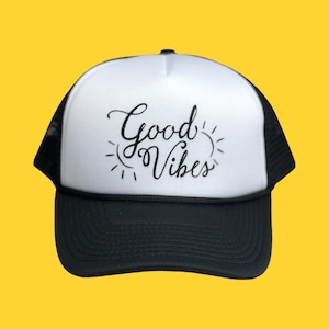 Happy hat, cute trucker hat, custom trucker hat, women’s hat, women’s custom hat, free shipping, gift for her, gift for girlfriend, hats