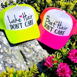 Lake life, lake hair dont care, boat hair dont care, boating gift, boating hat, boat hat, lake hat, lake life hat, lake life custom hats,