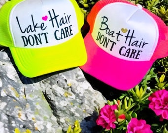 Lake life, lake hair dont care, boat hair dont care, boating gift, boating hat, boat hat, lake hat, lake life hat, lake life custom hats,