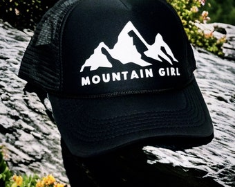 Mountain girl, mountain vibes, adventure trucker hat, custom trucker hat, gift for hiker, gift for her, gift for mom, gift for an adventurer