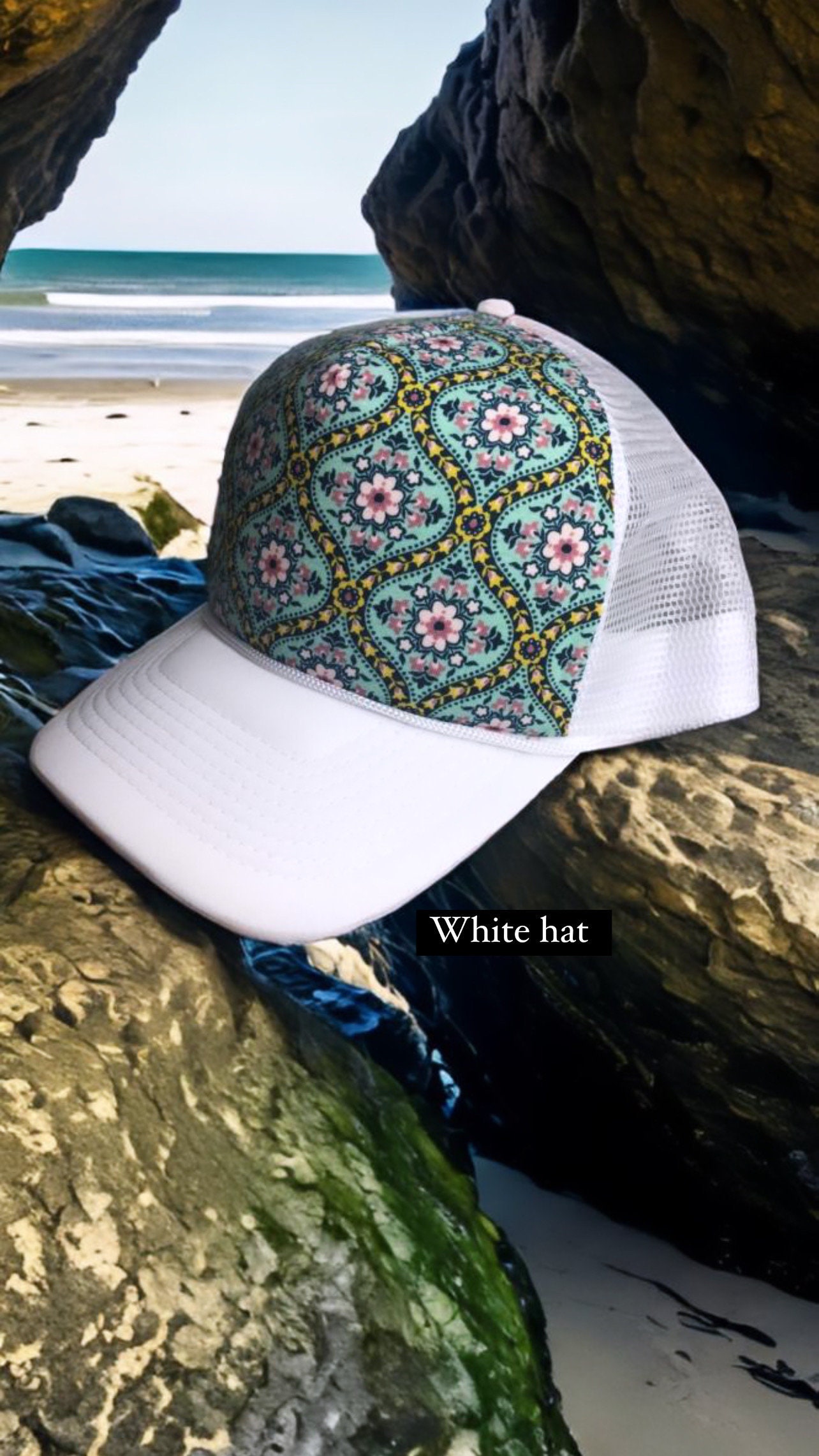Floral Trucker Hat: Navy Women display picture 3