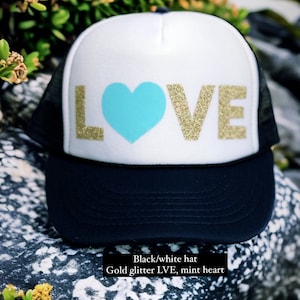 Cute gold love hat, love, love hat, love trucker hat, trucker hat, gold, gold love, love hat, womens hat, cute girls hat image 7