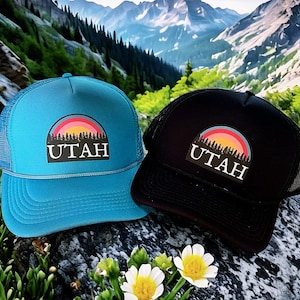 utah trucker hat, custom hats, adventure hats, adventure trucker hat, gift for her, gift for him, custom gift idea, trucker hats