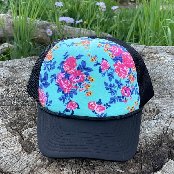 Cute floral fashion, trucker hat, floral hat, womens hat, womens trucker hat, cute hat, floral, fashion, hat, snapback, sale, etsy sale