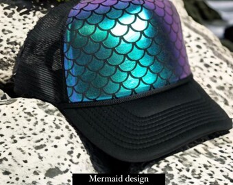 Mermaid, mermaid fashion, mermaid hat, mermaid trucker hat, gift for kids, kids gift idea, gift for little girls, gift idea for her