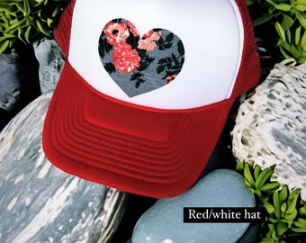 Floral Heart Trucker Hat: Custom Snapback Gift - Etsy Canada display picture 3