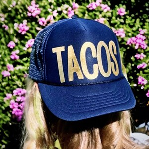Tacos, tacos hat, tacos trucker hat, tacos please, tacos gift, gift idea, taco lover, gift for her, gift for him