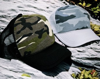 Camo, camo hat, camo trucker hat, camo fashion, hunting hat, hunting trucker hat, camo snapback, snapback camo, pink camo