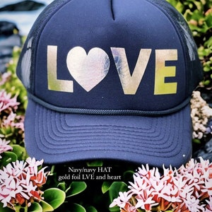 Cute gold love hat, love, love hat, love trucker hat, trucker hat, gold, gold love, love hat, womens hat, cute girls hat image 5