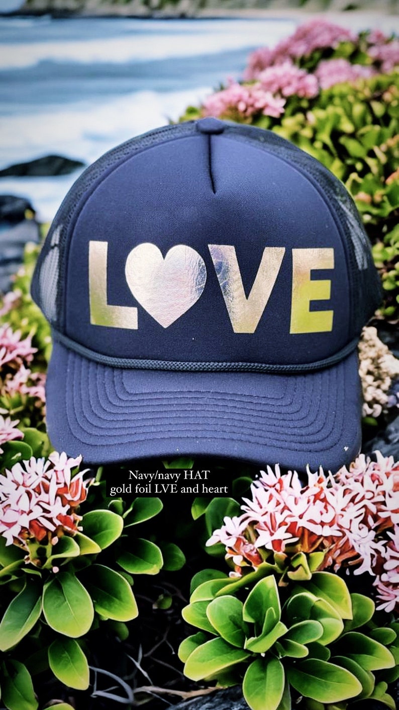 Cute gold love hat, love, love hat, love trucker hat, trucker hat, gold, gold love, love hat, womens hat, cute girls hat image 5