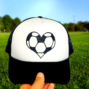 Soccer hat, soccer fashion, soccer heart, soccer trucker hat, soccer love, soccer lover, soccer gift