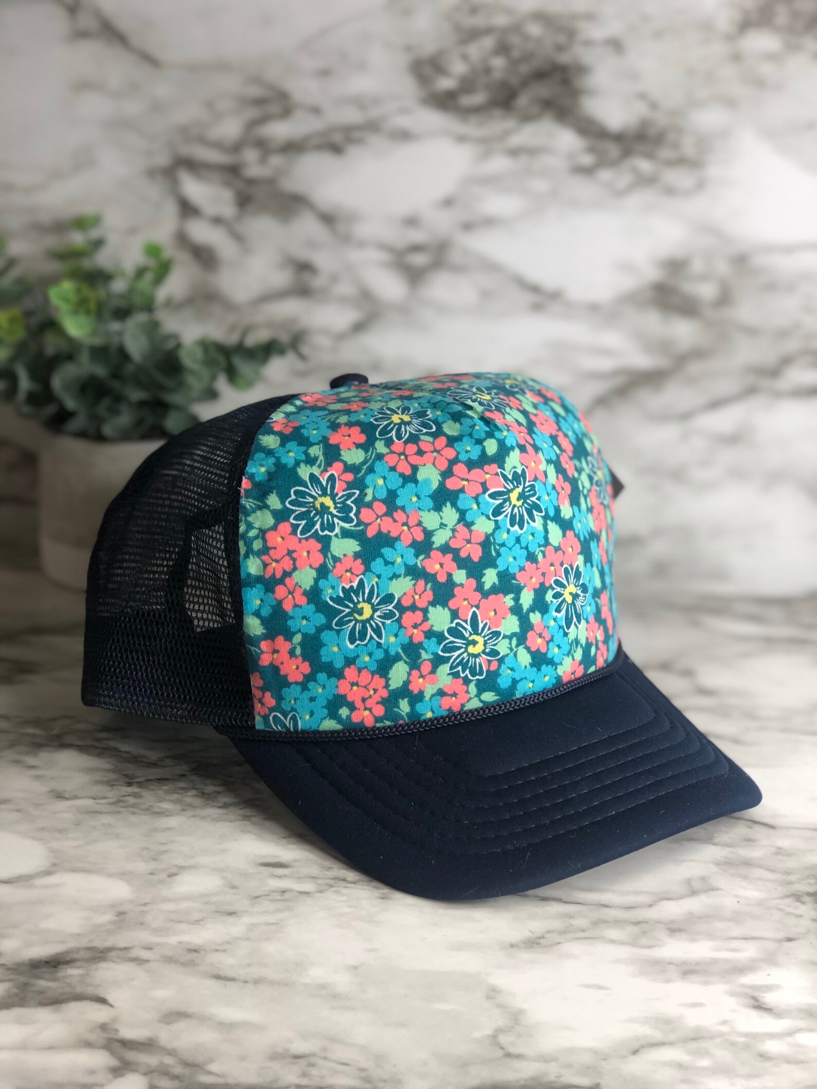 Floral hat floral fashion floral trucker hat gift for her Etsy