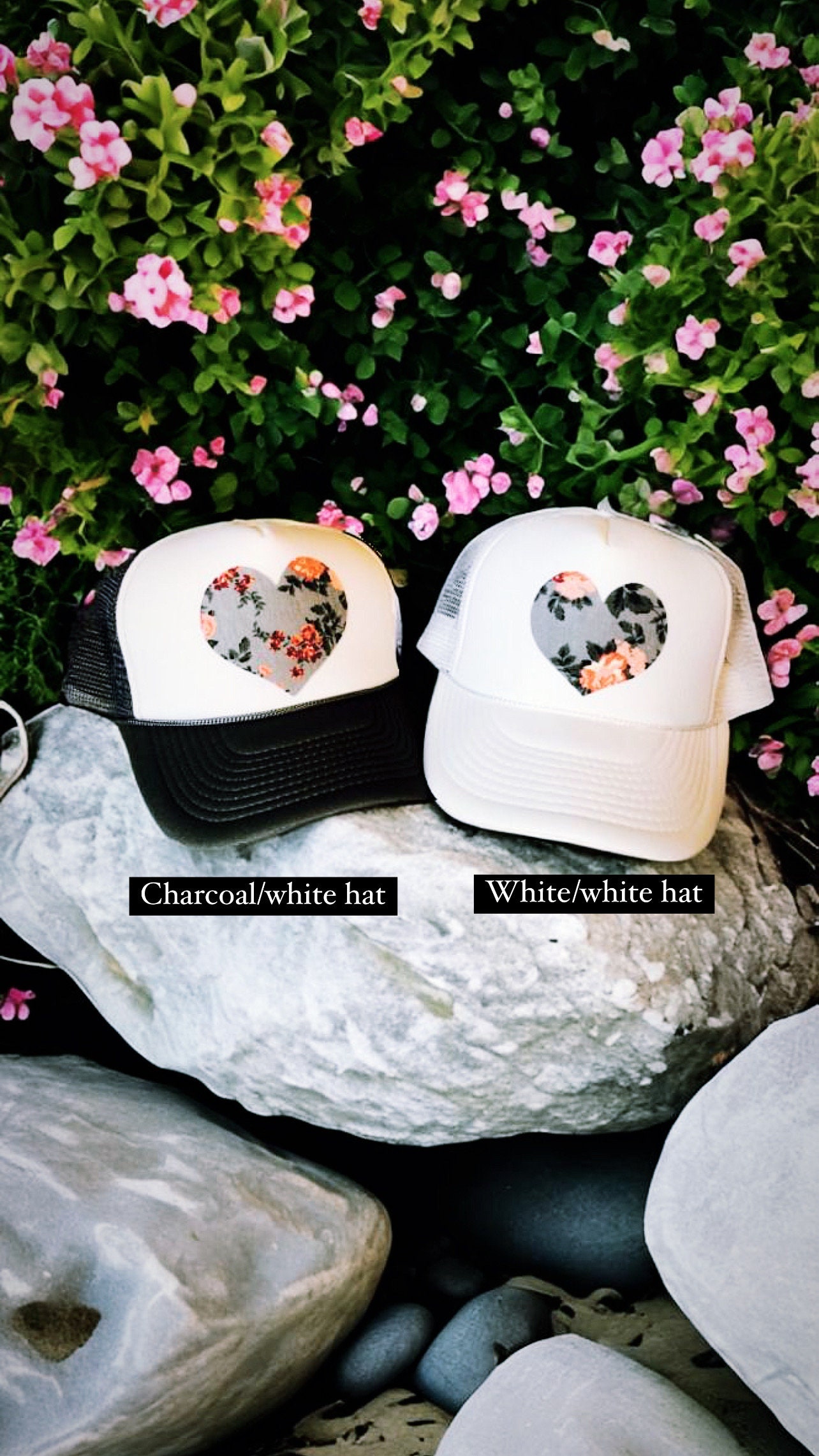 Floral Trucker Baseball Cap - Breathable Cotton Snapback with Love Heart Logo Floral Heart Trucker Hat: Custom Snapback Gift - Etsy Canada main image 2