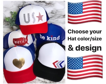 Usa hat, usa trucker hat, america hat, america trucker hat, merica, star hat, Fourth of July fashion, red white blue