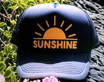 Sunshine hat, custom sunshine hat, sunshine trucker hat, custom trucker hat, fast custom hats, gift for her, gift for teacher, gift for mom