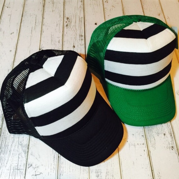 Black and White Hat Black and White Stripes Striped Hat Etsy