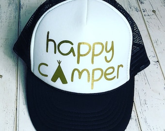 Happy Camper Trucker Hat - Custom Camping Fashion