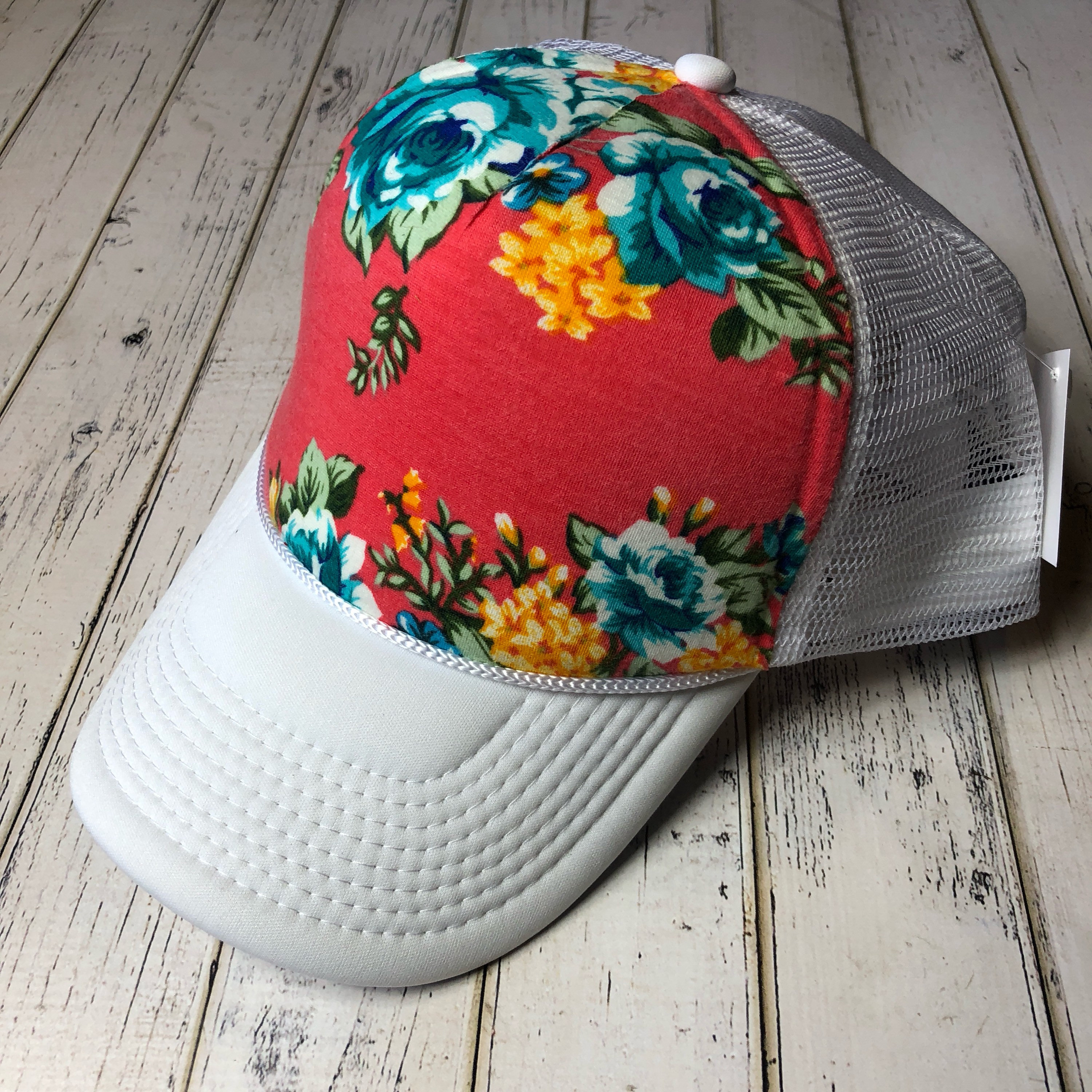 Floral Embroidered Women’s SnapBackHat- Coral and Cream Baseball Caps Women Cute Floral - Etsy main image 4